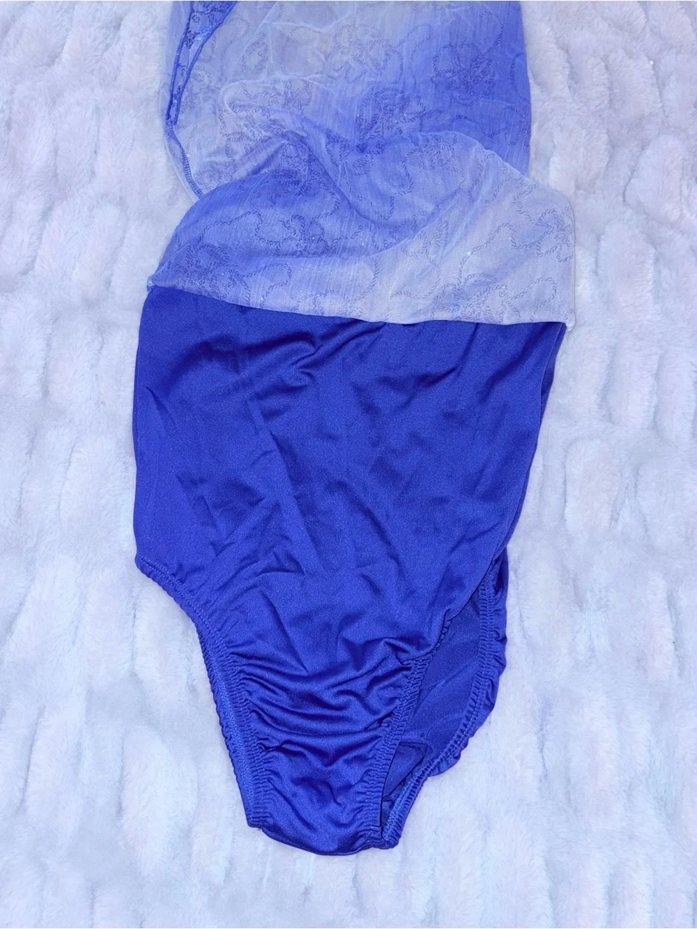 Vintage Y2K Royal Blue Ombre Glitter Floral Lyrical Dance Costume Leotard LC
